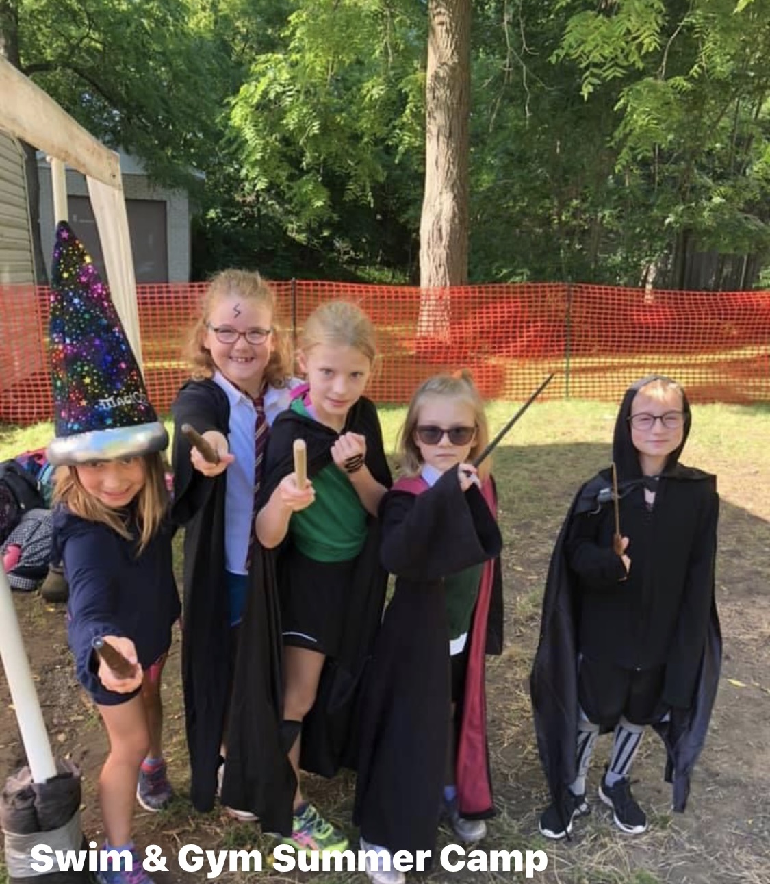 Campers dressed as wizards for a themed camp week